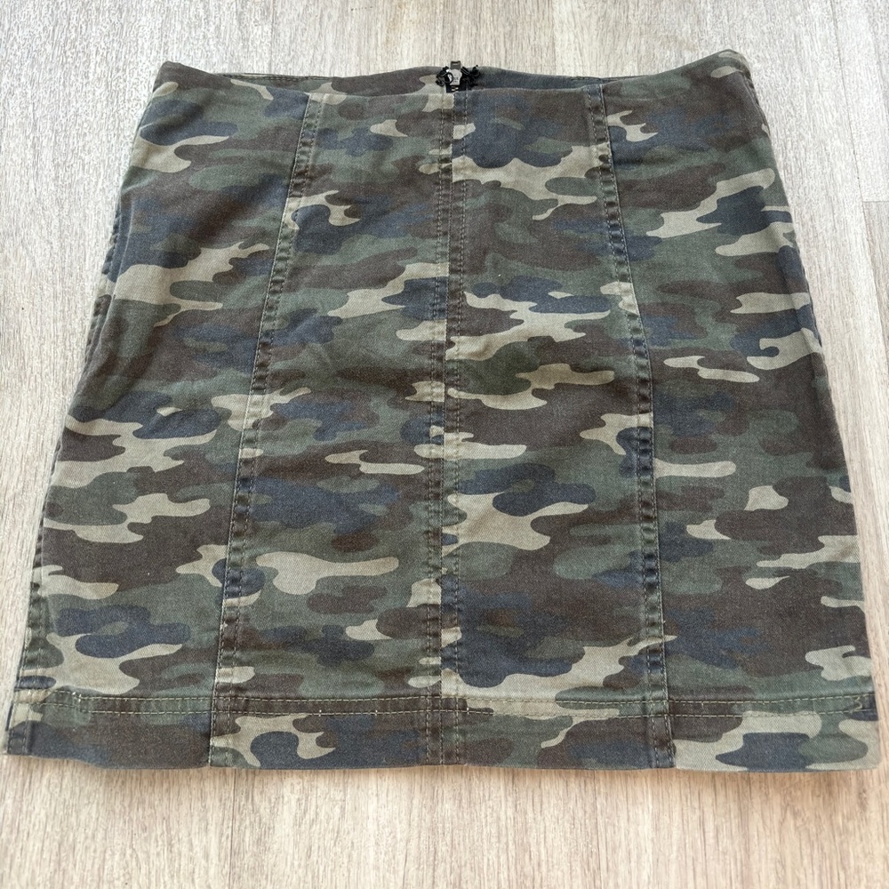 Free people camouflage denim mini skirt